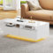 KOMHTOM Table Basse Moderne Blanche avec LED, Table d'appoint Meuble de Salon avec Deux tiroirs Table Basse Coffre avec Rangement (Blanc)