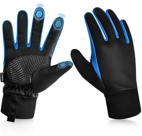 Sukeen Handschuhe Kinder Fahrrad- und Winterhandschuhe - Softshell, Wasserdicht, Winddicht, Anti-Rutsch, Touchscreen-fähig für Outdoor Sport, Schwarz, 4-12 Jahre