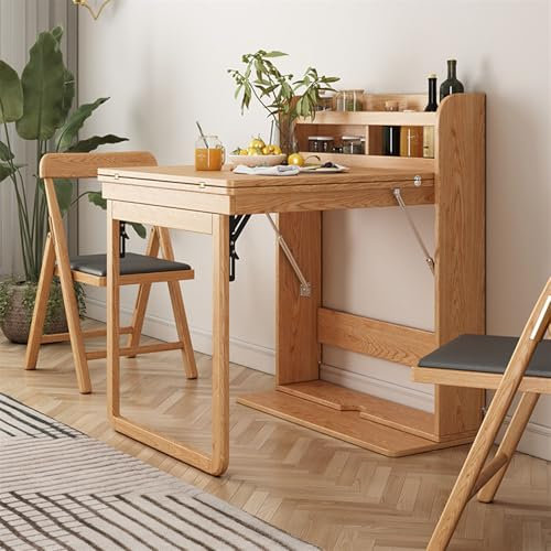 002,Ausklappbarer Wandtisch | Klappbarer Wandtisch Im Alten Stil | Esstisch Zum Ausklappen Für Die Küche | Ausklappbarer Schreibtisch Mit (1 Klapptisch, 2 Stühlen)
