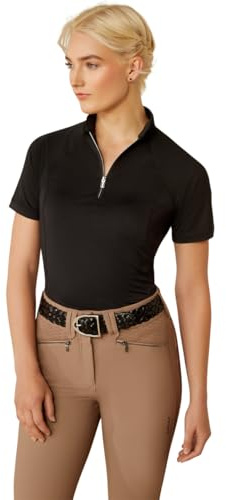 ARIAT Womens Soquel Coral Paradise 1/4 Zip Base Layer Shirt, Black, M