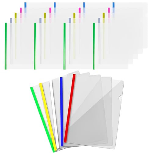 A4 Raccoglitore a Barre Scorrevoli, Regerly 20 Pezzo Plastica a4 Rapporto Copertina Cartella Di File con Barra Scorrevole Per Classificare i Documenti Dell'Ufficio Scolastico Può Contenere 50 Fogli