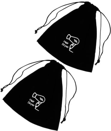 BEBEMOKO 2 x Haartrockner-Tasche, Reisezubehör, Reise-Haartrockner, Aufbewahrungstaschen, Reisetaschen, Haartrockner, Reisetasche, Organizer-Tasche für Reisen, Föhntasche, schwarzes Flanell