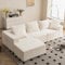 Vamcheer Ecksofa mit Schlaffunktion - Big Sofa 3 Sitzer für Wohnzimmer, L Form Couch, Modulares Schlafsofa, Moderne Schlafcouch, Eckcouch mit 5 Kissen, 274 x 102 cm, Beige