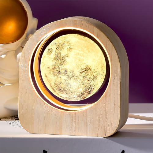 DAWRIS Moon Lamp LED Night Light Lamp Crsytal Ball LED Table Lamp USB Charging Planet Moon Light for Home Decoration Bedroom Décor Gifts for Kids Women Birthday Anniversary Christmas New Year