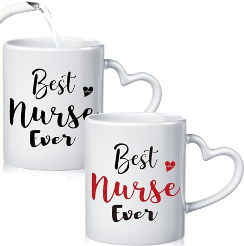 Blushtier Nurse Day Gifts Best Nurse Ever Color Changing Coffee Mug Ceramic Cup 11 Oz White Tea Heat Sensitive Mug Birthday Gifts