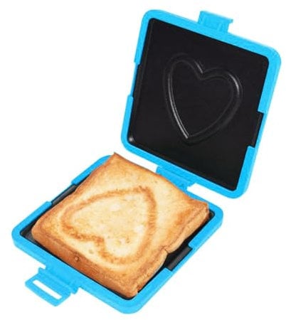 Microwave Toaster, Versatile Microwave Sandwich Maker with Heart Pattern Non Electric Panini Grill Tray for Quick Breakfast & Snacks, 3 Colors (Blue)