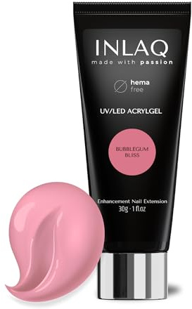 INLAQ® Acrylgel Für Nagelverlängerung Bubblegum Bliss 30ml - PREMIUM Polygel Für Gelnägel - Nägel Extender Gel UV/LED - Building Acrylic Nagelgel - Poly Nagel Gel