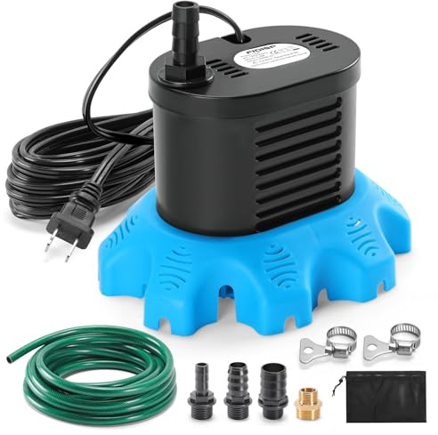 FIDISP Pool Cover Pump, 850 GPH Water Pump for Pool Drain with 4 Hose Adapters, 23 Feet Drain Hose, 25 Feet Power Cord, Water Pumps