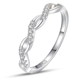 Ring Set 57 Damen Bijou Brigitte Ringe 925er Sterlingsilber 3mm Interlaced Wellen für Mutter Hochzeit