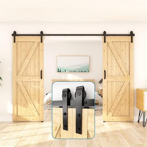 JvFbjLF Kit de herrajes for Puertas corredizas de Granero, Armario, Armario, Kit de herrajes for Puertas corredizas de Granero Doble, Puerta corrediza de Granero Cinco(300cm(9.8 ft) Track Kit)