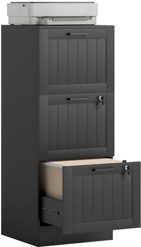 HOMCOM Cajonera Escritorio con 3 Cajones 40x40x101 cm Negro