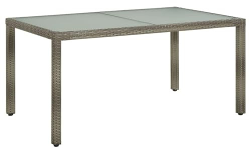 CIOURSTO Gartentisch für den Außenbereich, Polyrattan und Gehärtetes Glas, Esstisch mit Pulverbeschichtetem Stahlrahmen für Terrasse, Balkon, Innenhof (150 x 90 x 75 cm)