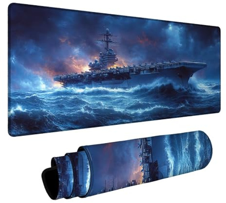 Tapis de Souris porte-avions Tapis de Souris Gamer Mer Mouse Pad Bords cousus Précision et Vitesse Améliorées pour Decoration Maison Bureau Pc Portable Pc Gamer Clavier Sans fil 500x1000x3mm DBYH-3500