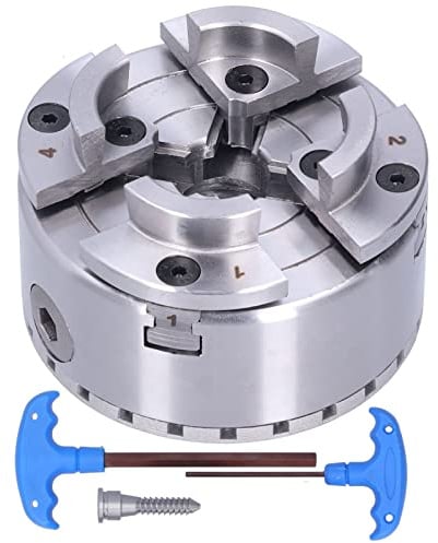 Selbstzentrierendes Drehfutter M33 4 – Backen 10,2 cm Metallfutter für Holzbearbeitung, automatische Zentrierung mit 0,03 mm Genauigkeit, inklusive Schrauben und Schraubenschlüssel für