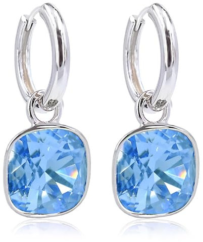 Silber-Creolen Charm Anhänger Blau Marken Kristalle Ohrringe 925 Sterling NOBEL SCHMUCK