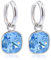 Silber-Creolen Charm Anhänger Blau Marken Kristalle Ohrringe 925 Sterling NOBEL SCHMUCK