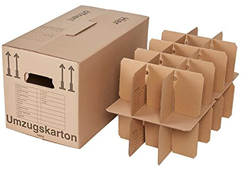 BB-Verpackungen 25 x Gläserkarton (Umzugskarton für Gläser, Flaschen und Tassen, 15-30 Fächer) - Sets zwischen 5 und 150 Stück