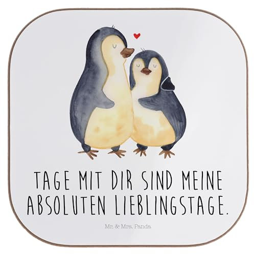 Mr. & Mrs. Panda Coaster Pinguin umarmen - Geschenk, Hochzeit, Hochzeitsgeschenk, Liebe, bieruntersetzer, gläseruntersetzer, Tassen Untersetzer, für Gläser, Hochzeitstag, Tassenuntersetzer