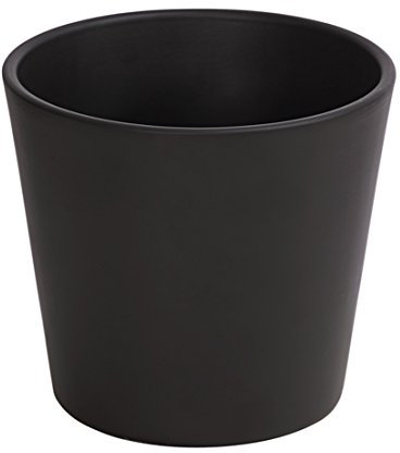 Dehner Übertopf, Ø 39 cm, Höhe 33 cm, Keramik, glasiert, dunkelgrau
