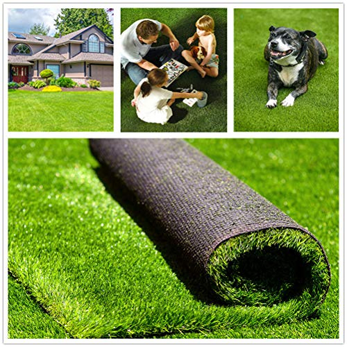 Fas Home Tappeto erboso artificiale, 1,2 m x 1,8 m, altezza del pelo 3,5 cm, erba sintetica realistica, fori di drenaggio, per interni ed esterni, tappeto per animali domestici, tappeto per giardino,