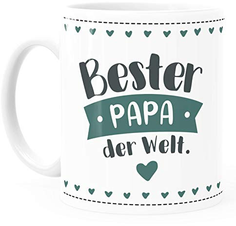 MoonWorks® Kaffee-Tasse Beste/r Mama/Papa der Welt Danke sagen Geschenk Mütter Väter Geburtstag Weihnachten Weiss Keramik-Tasse