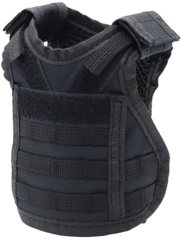 AOUTACC Mini Tactical Beer Vest, Molle Beer Cooler Jacket Adjustable Drink Bottle Vests Holder Beverage Cooler Holder for 12oz or 16oz Cans or Bottles (1 Pack, Black)