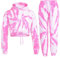 A2Z 4 Kids Girls Tie Dye Tracksuit Crop Hooded Sweatpants - T.S 314 Tie Dye Pink 5-6