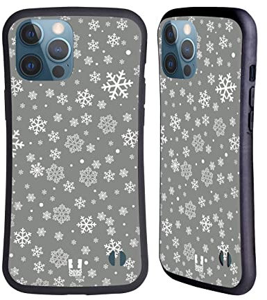 Head Case Designs Flakes Silver Holiday Collection Hybrid Case Compatible With Apple iPhone 13 Pro Max