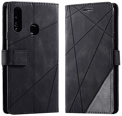 Vankii Kompatibel mit Samsung Galaxy A20S Hülle, Flip Wallet Handyhülle PU Leder Brieftasche Tasche Case Stoßfeste Schutzhülle [Kartenschlitzen] [Magnetverschluss] [Standfunktion] (Schwarz)