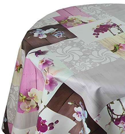 Wachstuch Wachstischdecke Tischdecke Gartentischdecke Farbe und Größe wählbar Orchidee Rund 130 cm abwaschbare Wachstuchtischdecke