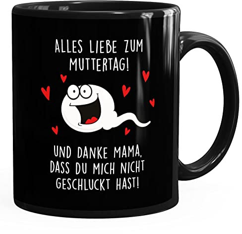 MoonWorks® KaffeeKaffee-Tasse Danke DASS du Mich Nicht geschluckt hast Geschenk Mama Muttertag lustig Spermium Uni - schwarz Keramik-Tasse