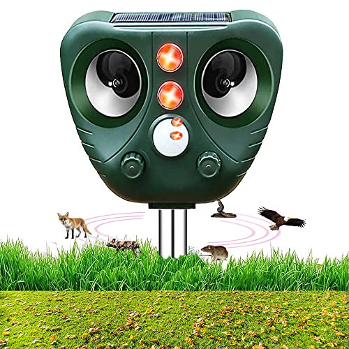 SUMHEN Ultrasonic Fox Repellent, Solar Powered Cat Repellent, Waterproof Garden Animal Scarer Repellent,Motion Sensor Led Flashing Light for Garden,Cats, Dogs,Rats, Foxes,Snake,Wild Animals etc