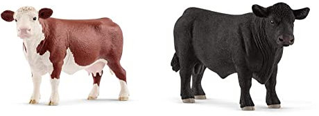 SCHLEICH 13867 - Hereford Kuh & 13879 - Black Angus Bulle