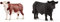 SCHLEICH 13867 - Hereford Kuh & 13879 - Black Angus Bulle
