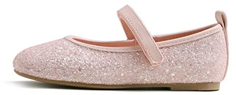 Feversole Girls Cute Dress,Ragazze Mary Jane Strap Scarpe Basse Ballerine da Principessa Scarpe da Scuola Piatte Rosa Lucido 35 EU