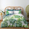Lions Tropical Leaves Bedding - 3 Piece King size Duvet Cover Sets with Pillowcase, Poly Cotton Reversible Leaf Printed Quilt Covers, Palm Tree Plants Bed Sets, White Green