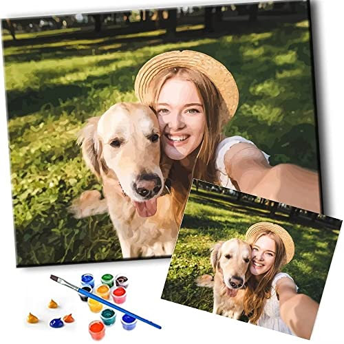 CleverFine Peinture Personnalisée par Numéros pour Adultes Kits,Bricolage Portraits Votre Propre Photo (40cm*50cm Pas de cadre)