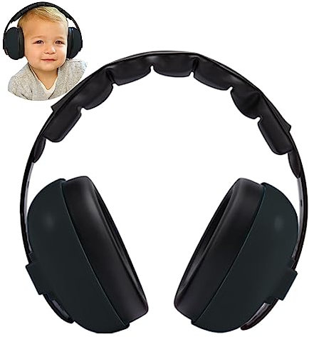 GUKOY Protège-oreilles pour bébé, anti-bruit, réduction du bruit, cache-oreilles pour enfants de 3 mois à 3 ans, Noir , S