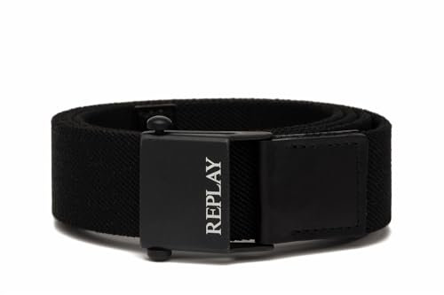 Replay Herren Gürtel aus Stoff, Black 098 (Schwarz), 100