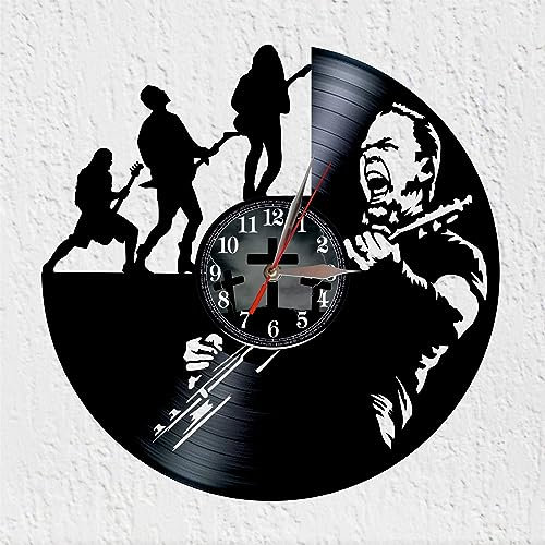 VINY WOODY Große Uhr, schweres Metallband, Musik, harter Stein, Thrash, Metall, Wanddekoration aus Vinyl