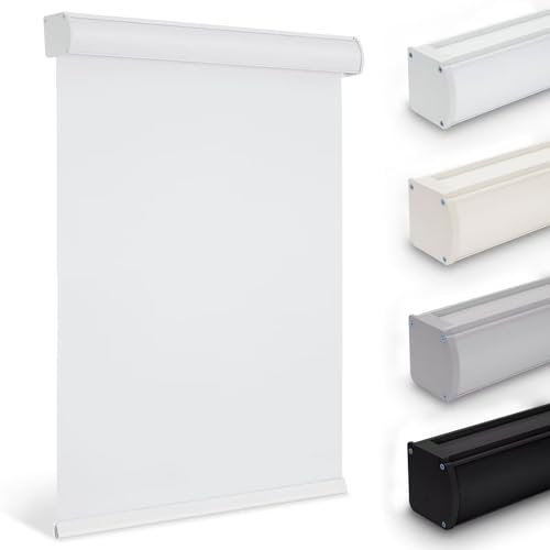Youngoo Cordless Roller Blinds for Indoor Windows, Blackout Roller Blinds with Valance Cover, Room Darkening Window Shades for Home, Privacy Control Shade, Easy Install,33 W*72 H,White