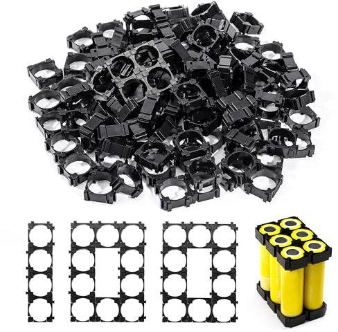 Supporto per Batteria 18650 Supporto Cilindrico per Batteria Agli ioni di Litio Staffa per Batteria a Celle Fissa Nero 100 Pezzi