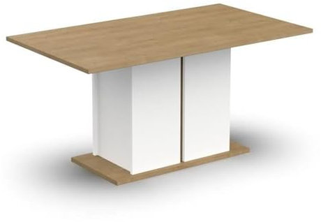 Demeyere Esstisch, Holzwerkstoff, Eiche und Weiß, 160 x 78 x 90 cm