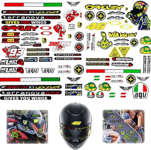 NOLACE Aufkleber 90 Stile Motorcycle Stickers Weatherproof Vinyl Stickers,Car Stickers Motorrad Aufkleber Set Aufkleber Roller Aufkleber Geeignet FüR MotorräDer,FahrräDer,Skateboards,Helmdekoration
