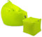 Premium 2-in-1 Sitzsack mit Füllung | Fußhocker | für Kinder & Erwachsene | Outdoor & Indoor | Sitzkissen | Bodenkissen | Wasser- & schmutzabweisend + Sitzpouf 35x35x35cm (Lime, 125 CM + Sitzspouf)