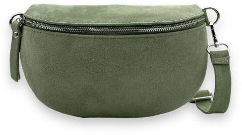 Wildleder Bauchtasche Damen Crossbody Bag Velours Gürteltasche Hüfttasche Bodybag Schultertasche Silberner Reißverschluss (Mintgrün)