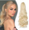 Dcbaboo Pferdeschwanz Haarteil Zopf Extension mit Klammer Wellige Lang Ponytail Extensions Haarverlängerung Clip Synthetik Gewellte Pferdeschwanz Haarextension Zopf, 45cm Bleichblond