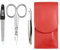 Sonnenschein by Hans Kniebes - Maniküre Set 3 teilig - Nagelschere, Nagelfeile und Pinzette - Taschenmaniküre Nagelpflegeset - Nappa-Lammleder Manicure Etui (Orange)