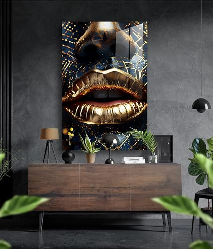 Manschin-Laserdesign Premium Wandbild aus Acrylglas Lippen - KEIN Leinwandbild - modern Wandbilder XXL Wanddekoration Design Wand Bild Abstrakt (80 x55 cm)