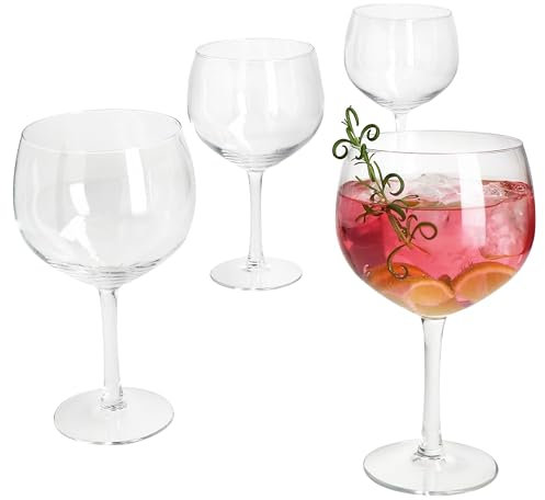MamboCat 4er Set Gin Tonic Gläser I 400ml, Höhe 19cm I für 4 Personen I klare Gin-Gläser mit Fuß I transparente Longdrink-Glas für Wasser, Dessert, Cocktails & Co. I Hochzeit, Partys, Geburtstag